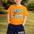 Orange Lion Cartoon Boys Cotton Summer Outfit