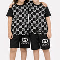 Black Logo Kids Cotton Summer Outfit