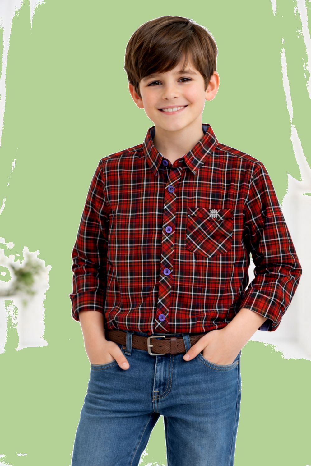 Cotton Fabric Boys Dress Shirt Full Sleeves