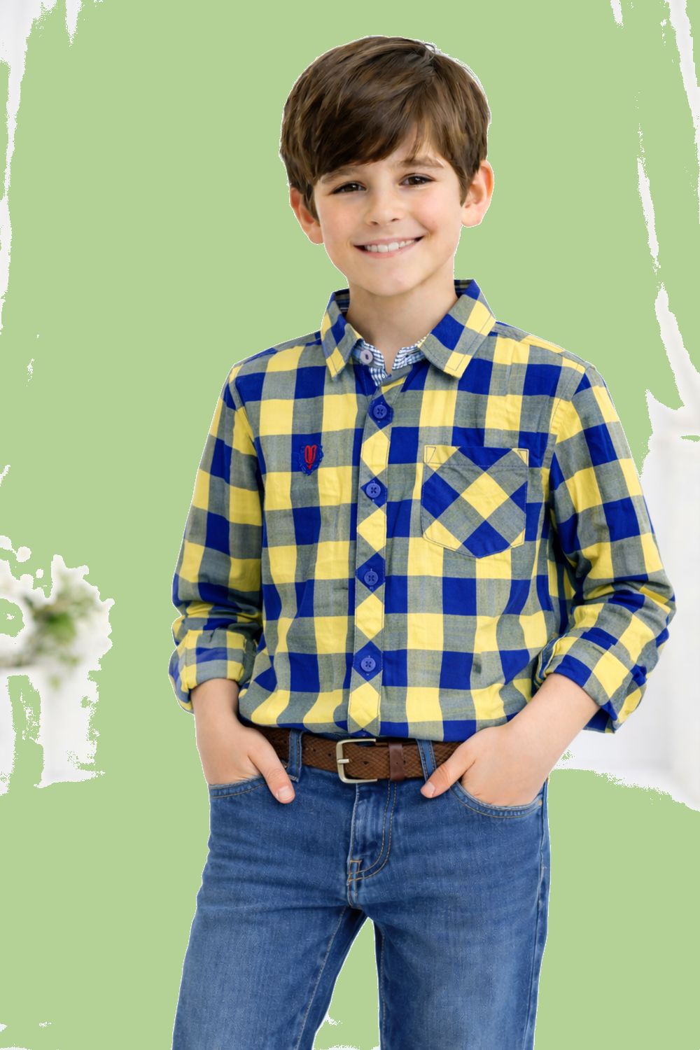 Check Style Cotton Fabric Full-Sleeves Dress Shirt