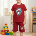 Maroon Boys Cotton Summer Outfit