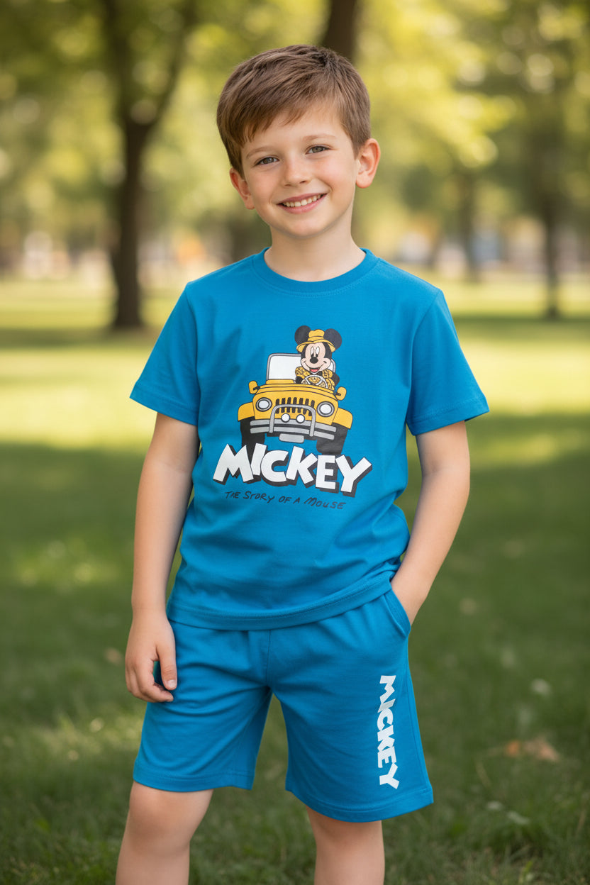 Blue Car Boys Cotton Summer Outfit