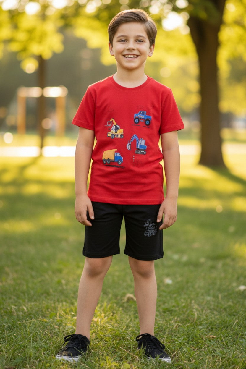 Summer Cotton Jersey Shirt & Shorts 2 piece set