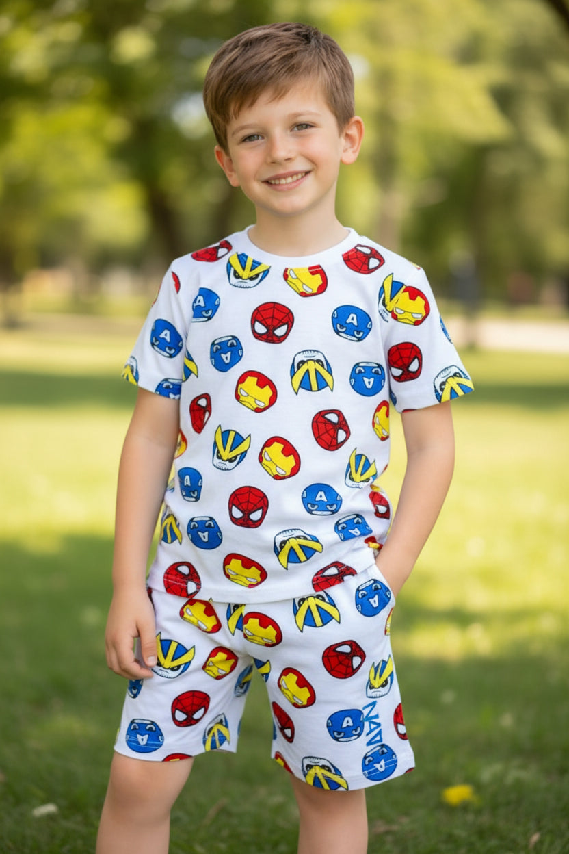 Summer Cotton Jersey Shirt & Shorts 2 piece set