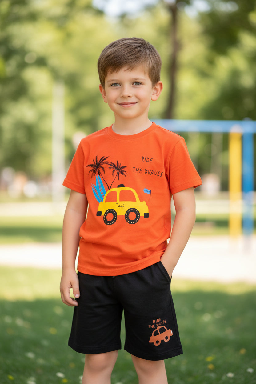 Summer Cotton Jersey Shirt & Shorts 2 piece set