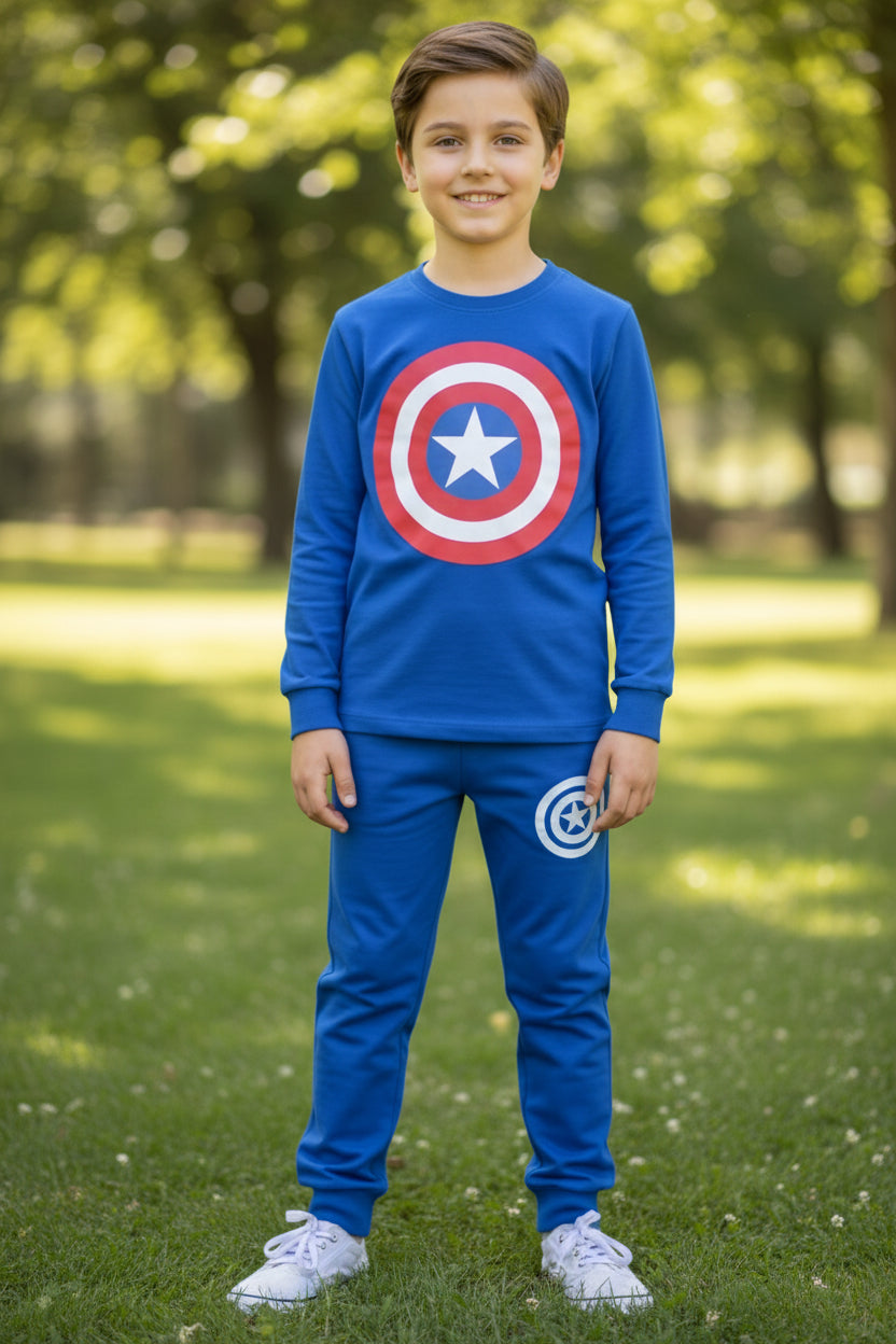 Blue Summer Cotton Jersey Full Sleeve Shirt & Trouser 2 piece set