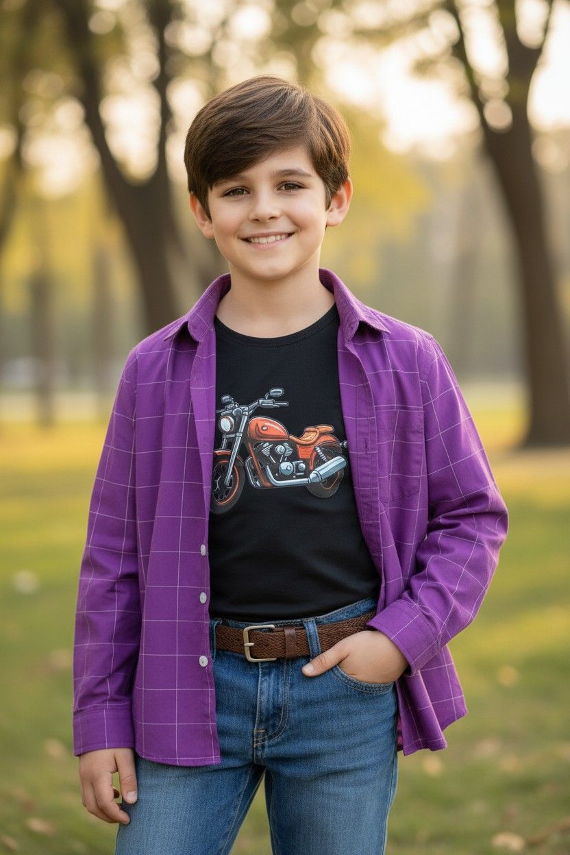 Purple Cotton Fabric Full-Sleeves Double Shirt