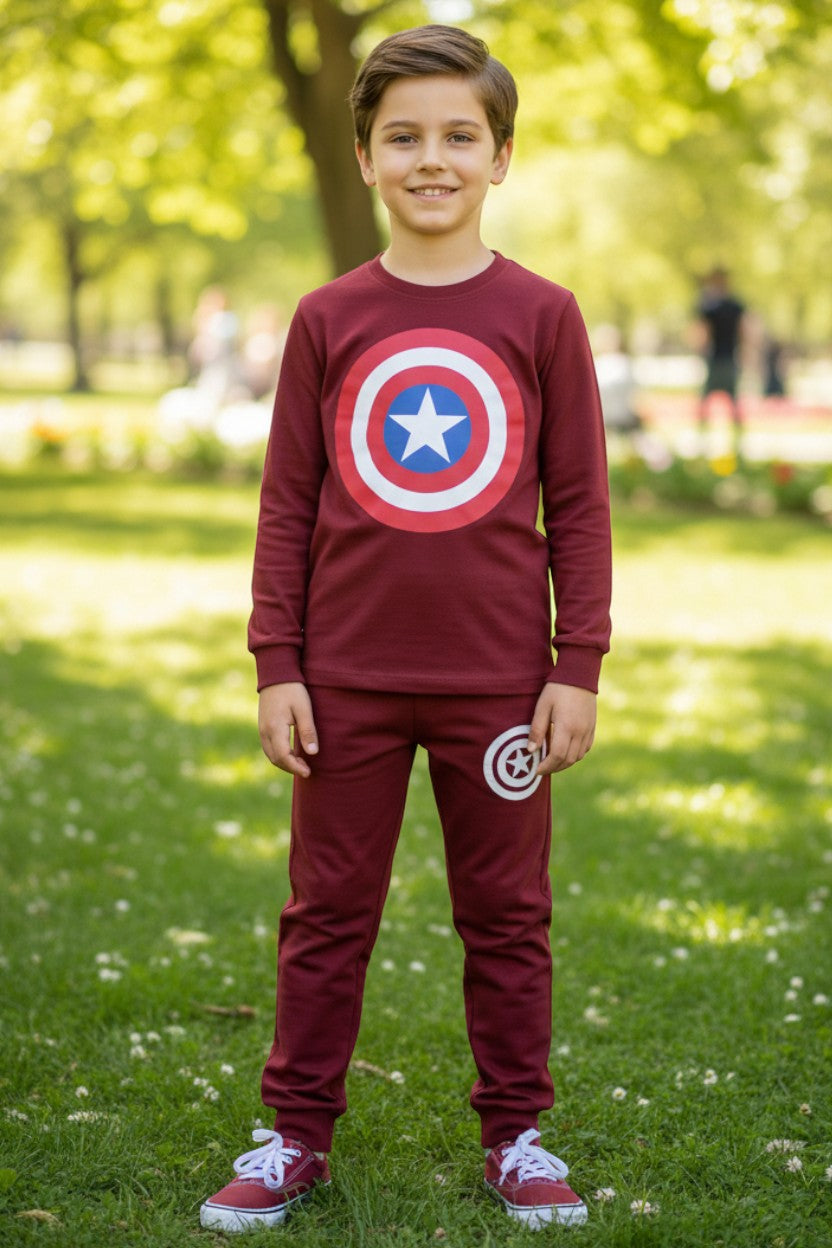 Maroon Summer Cotton Jersey Full Sleeve Shirt & Trouser 2 piece set